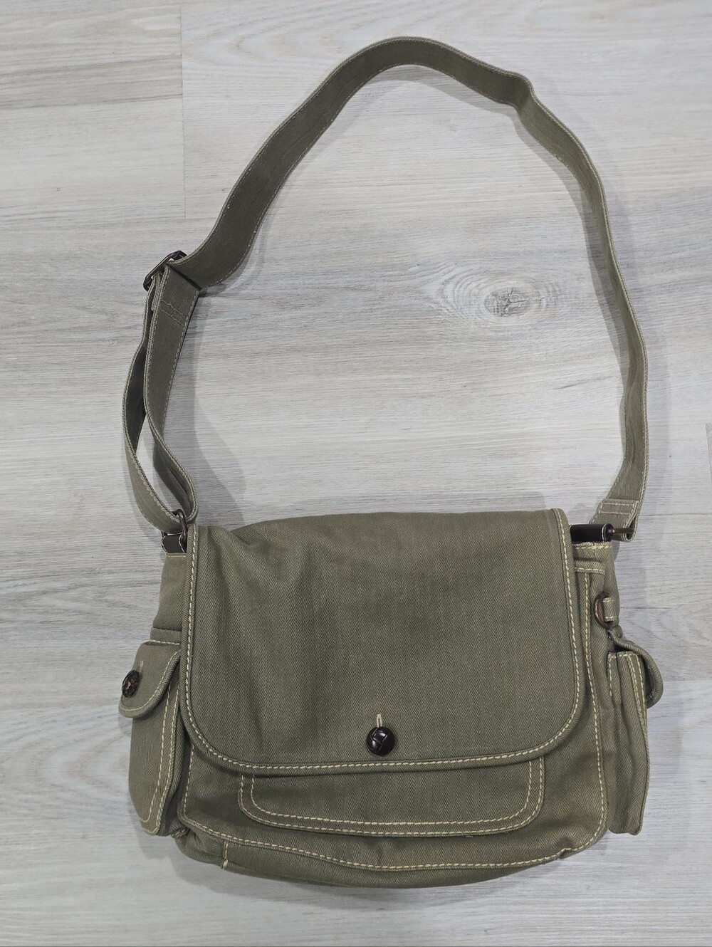 Fossil Olive Green Canvas Crossbody Shoulder Bag 12x7